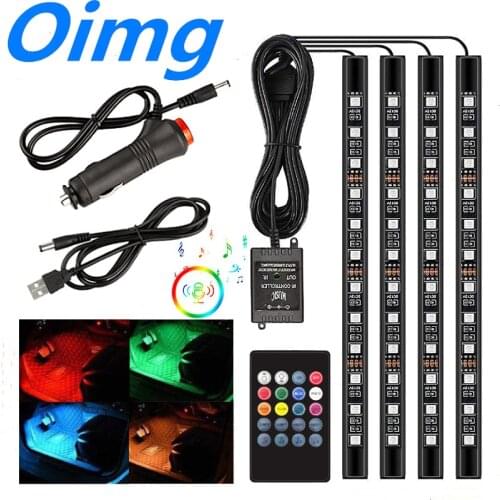 48/72 LED Strip Car Interior Atmosphere Lamp Dash Floor Foot Decorative Light With USB Music Sound Control Multiple Lamp Oimg
