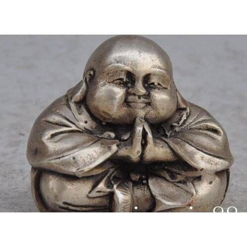 Tibet Buddhism Temple Copper Cupronickel Maitreya Buddha Sitting Buddhist Statue