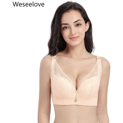 Weseelove Summer and Autumn Bra Plus Size Women Sexy Soutien Gorge Push Up Soft Steel Popped Breathable Gather Underwear X30-1