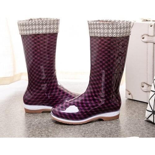 Comemore High Top Waterproof Boots Women Rain Shoes 2021 Spring/autumn PVC Womens Rain Boots Fashion Non-slip Adult Water Shoes