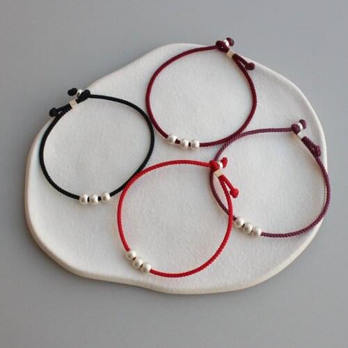 La Monada 18/21cm 925 Bead Red Thread For Hand 925 Sterling Silver Bracelet Women Rope Red Thread Bracelets For Women Silver 925