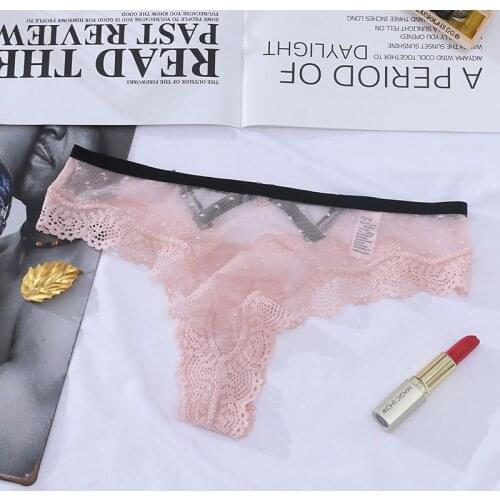 Mid-waist Women Underwear Sexy Lace Dot Pattern 1Pcs M/L Thongs Panties Nylon Breathable