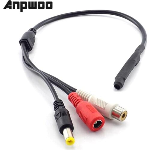 Sound Monitor Audio Pickup DC 12V Mini Pickup Audio Microphone RCA Power Cable for Cctv Security Camera DVR Video Surveillance