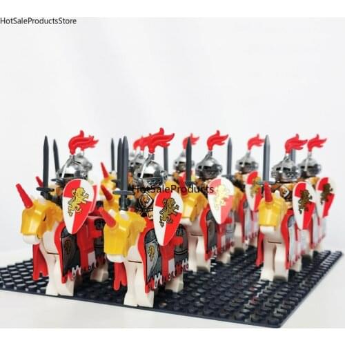 10PCS Medieval Knights Castle Dragon Horses soldier Building Bricks Blocks kid toy