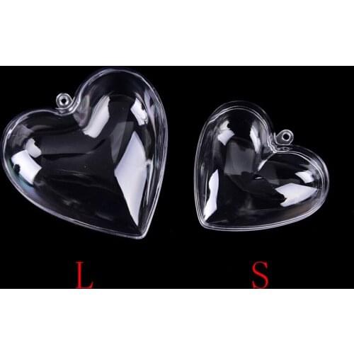 2Pcs 65/80mm Heart Ball Can Open Plastic Bauble Ornament Lovely Clear Candy Boxes Romantic Design Christmas Decorations