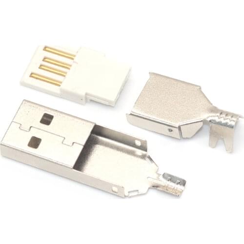 20Pcs USB A Male Three Types Plug Connector 36.5mm For PC DIY