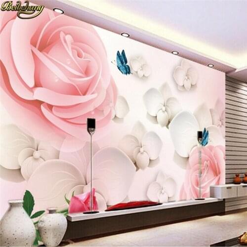 Beibehang Custom Photo 3D Wallpaper for wall concave-convex Rose 3D Stereo TV Wall Decorative Mural papel de parede 3D painting