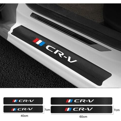 4PCS Carbon Fiber Car Door Sill Protector Stickers Leather Vinyl Decals For Honda CRV CR-V 2017 2018 2019 2020 Auto Accessories