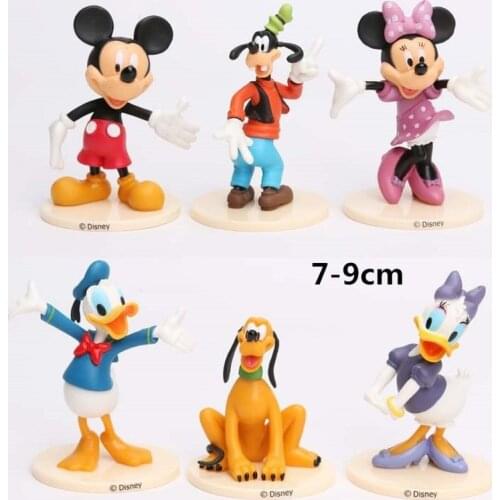 6PCS Disney Cartoon Mickey Mouse Donald Decoration Cute Girl Gift Cake Decoration Happy Birthday Cake Topper Cupcake Toppers
