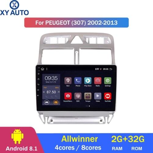 9 inch 2.5D IPS HD multi-touch screen Android8.1 2G RAM 32G ROM NAVI For peugeot 307 2004-2013 with Bluetooth USB WIFI SWC