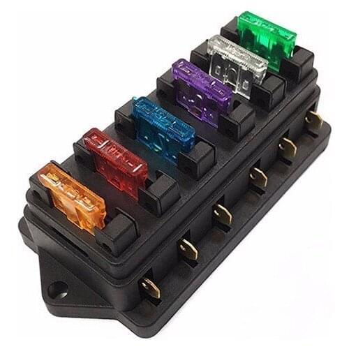 6 Way Fuse Holder Box Car Vehicle Circuit Blade Fuse Splitter Block With 6pcs Fuse Block Car Electronics Accessories