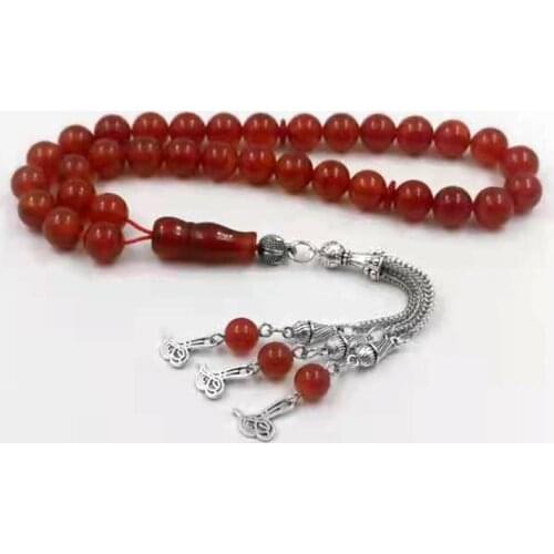 Tasbih Natural Red agates stone gemstones misbaha muslim Adha eid gift islamic accessories 33 beads bracelet rosary bead on hand