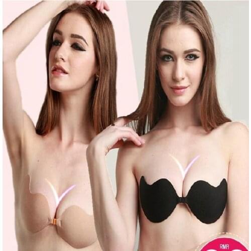 Deep V-neck women sexy bras Push Up Backless Invisible Self-Adhesive Strapless Silicone Bra breathe freely