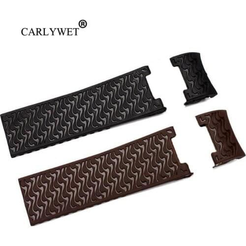 CARLYWET 22mm Wholesale Black Brown Waterproof Silicone Rubber Replacement Wrist Watch Band Strap Belt For Ulysse Nardin