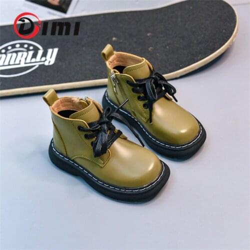 DIMI 2021 Autumn Children Genuine Leather Boots Fashion Boys Girls Martin Shoes Rubber Sole Non-Slip High Quality Kids Boots