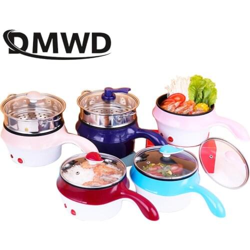 DMWD mini stainless steel steamer eggs Boiler Electric Skillet multifunction Cooker Kitchen Cooking pot Fried Steak frying pan