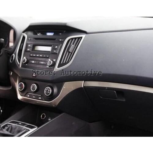 For Hyundai Creta ix25 2015 2016 2017 Chrome Dashboard Central Control Console Air Conditioning Panel Cover Trim Strip Stainless