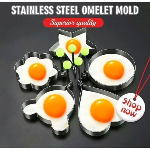 Stainless Steel Omelet Mold 5Style Fried Egg Pancake Shaper Omelette Mould Egg Cooking Tools Kitchen Accessories Gadget Rings
