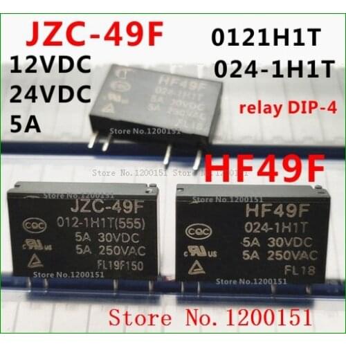JZC-49F 012-1H1T 12VDC HF49F 024-1H1T 24VDC 5A relay dip-4