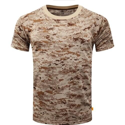 Outdoor Camouflage T-shirt Camping Tactical Shirts Men Hiking Hunting Quick Dry Short Sleeve Army Camo Military Shirts