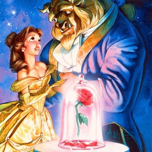 Disney Beauty and The Beast 5d Diy Diamond Painting Square Round Drill Cross Stitch Kits Diamond Embroidery Mosaic Home Decor