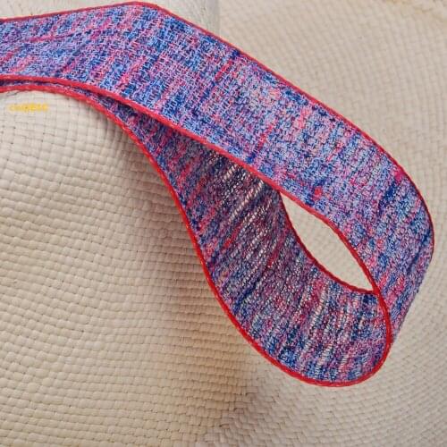 Red royal blue hemp cotton ribbon Plaid ribbon for fascinator hair accessory dress headband hat bag clothes decoration belt