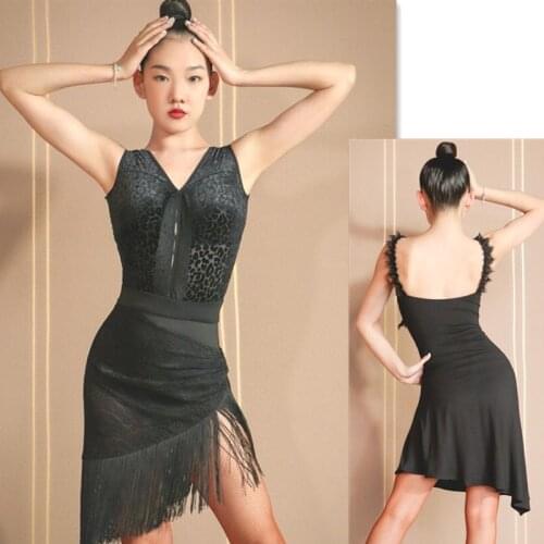 Summer women latin dress skirt cha cha samba dress latin leopard leotard blouse latin dance training skirt latin skirt 730