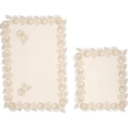 Loren French Laced 2 Li Bath Mat Pad Cream Gold