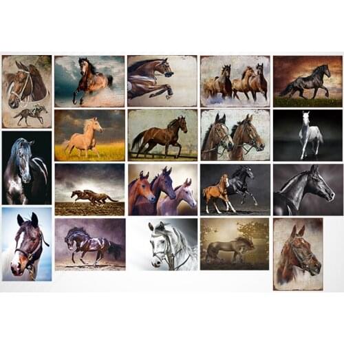 Horse Plaque Metal Vintage Tin Sign Pin Up Shabby Decor Vintage Bar Pub Decoration Poster Restaurant Cafe Plate Iron Paintings