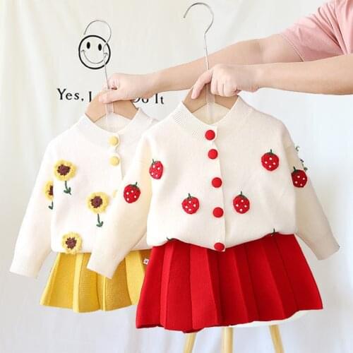 Fashion Baby Girls Clothes Set Autumn Winter Cartoon Grape Clothing Set New Kids Knitted Sweet Outfit Children Clothes Suit