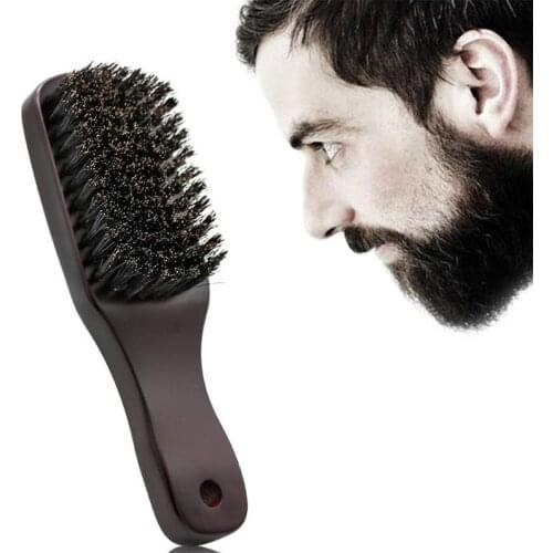 Men Beard Brush Natural Boar Bristle Shaving Comb Face Massage Handmade Yellow Mustache Brush Beauty Care Tools