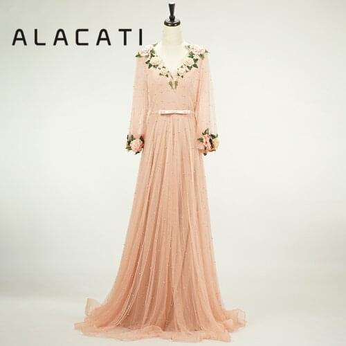 2019 new heavy manualSexy V-neck sleeveless beaded crystal evening dress