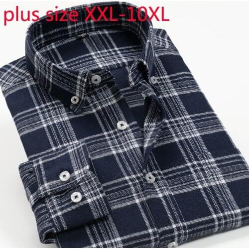 New Arrival Super Large Spring And Autumn Men Plaid Long Sleeve Shirts Smart Casual Flannel Single Breasted Plus Size 2XL-10XL