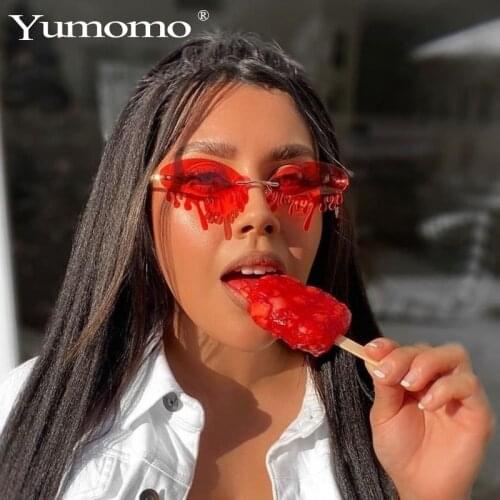 Hot sale Fashion Water drop Sunglasses Women Rimless Wave Punk Sun Glasses Luxury Trending Sunglasses Streetwear Gafas Shades