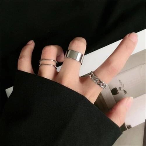 Punk Metal Geometry Circular Punk Rings Set Opening Index Finger Accessories Buckle Joint Tail Ring for Women Jewelry Gifts