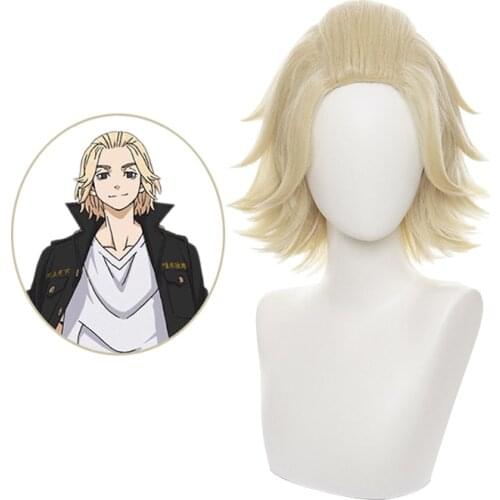 Anime Tokyo Revengers Manjirou Sano Manjiro Wig Cosplay Costume Heat Resistant Synthetic Hair Men Women Light Golden Wigs