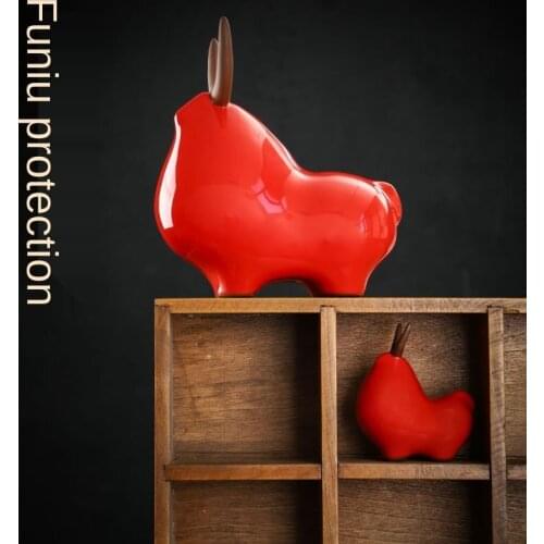 Awesome Tea Ornaments Decoration Ceramic Crafts Office Home Decoration Red Cow Decoration Gift for The Year of The Ox Tea Pet