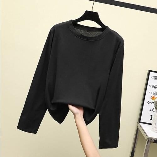 Casual Y2k T Shirt Solid Color Long Sleeve Crop Top Women Autumn Loose T-Shirt Harajuku Oversized T Shirt футболка оверсайз