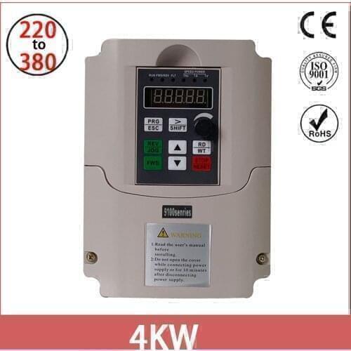 4KW 220V VFD Inverter 4KW/5.5KW Frequency Inverter Converter 1p-Input220V to 3p-Output 380V For CNC Spindle Motor Control