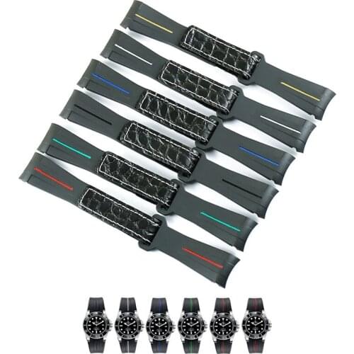 Male Women Watch Accessories Silicone Rubber 20mm Watch Band Fit For R0LEX Red Green Water Ghost Daytona Yacht GMT Leather Strap