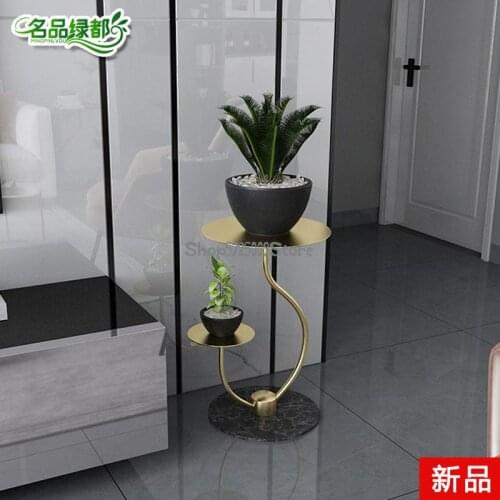Light luxury Nordic marble flower shelf living room indoor home decoration rack multi-layer green radish flower pot rack ornamen