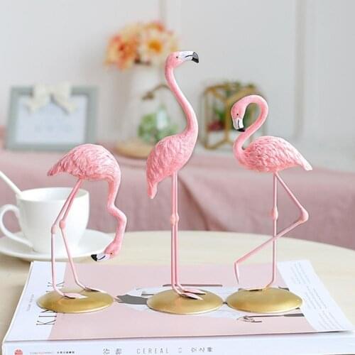 Pink Flamingo Cute Animal Shape Resin Ornament Home Garden Decoration Living Room Decoration