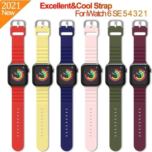 Quality Wave Pattern Silicone Strap For Apple Watch 6 5 4 3 SE band 40mm 44mm smartwatch wristband For iWatch serie 38mm 42mm