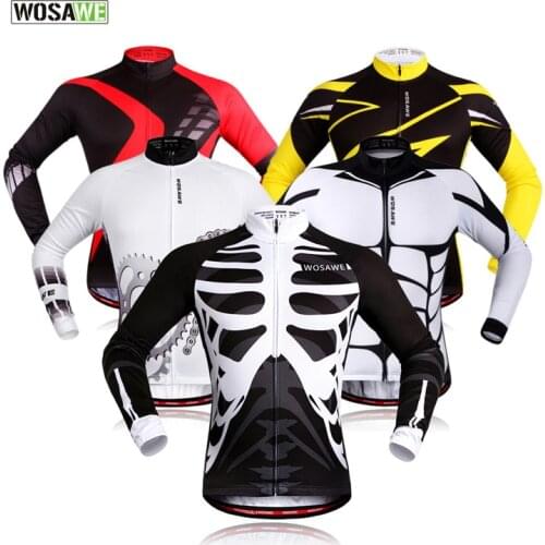WOSAWE Mens Long Sleeve Riding Wear Bike Cycling Jersey Shirt Outfits Tops Uniforms Bicycle Garments Maillot Roupa MTB Clothing
