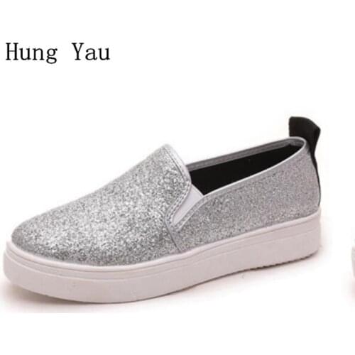 Women Shoes Flats Sequins 2018 Summer Fashion Casual Shoes Woman Flat Work Slip On Comfortable Walking Loafers