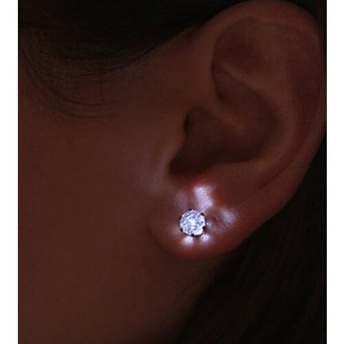 VeeHooDay 1 Pair LED Earring Light Up Bright Stud Earrings Glowing Ear Stud For DJ Dance Party Bar Girl Women Free shipping