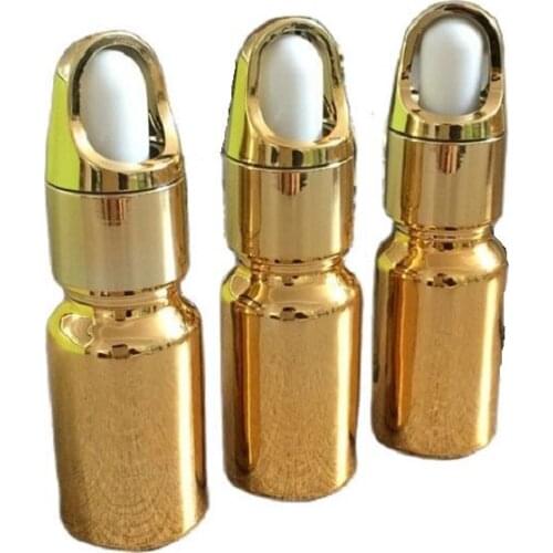 10ML 15ML 20ML 30ml Gold Essential oil Bottle with Glass Pipette Dropper, Golden Glass Bottle with Basket Cap, 20 pieces/Lot
