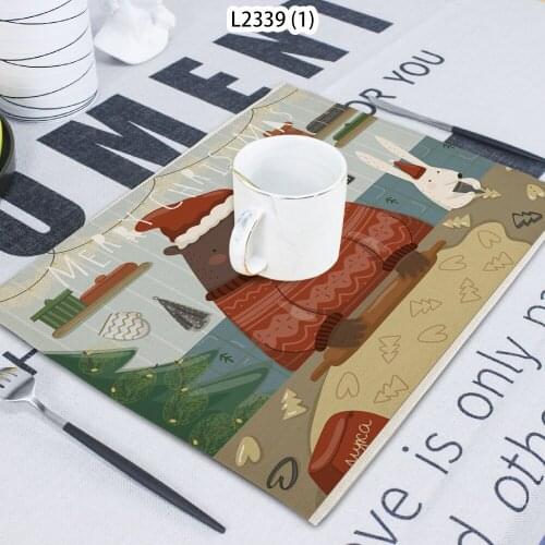1 Piece Of Cartoon Bear Pattern Pumpkin Print Napkin Cloth Home Decor Table Mat Cloth Tea Towel Coaster 42*32 Servilletas Tela
