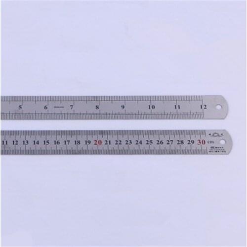 1pcs Silver Tone Double Sided Metal Steel Measuring Ruler Carpenter Workshop Straight Ruler School Supplies