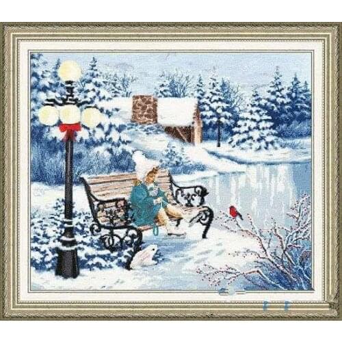14/16/18/28 Beautiful Counted Cross Stitch Kit Roller Skates Ice Skate Little Girl Skating Winter Lake Snow chm ZR_CHM_035